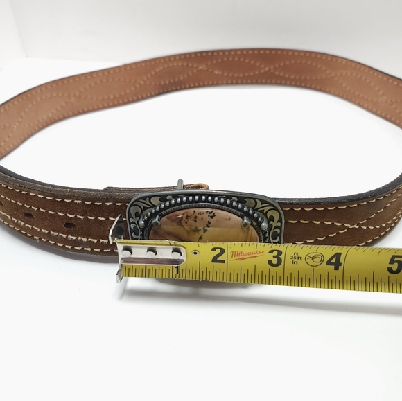 Justin Roughout Belt With Buckle Size 40 Leather Western Cowboy Rodeo Unisex - Picture 8 of 10
